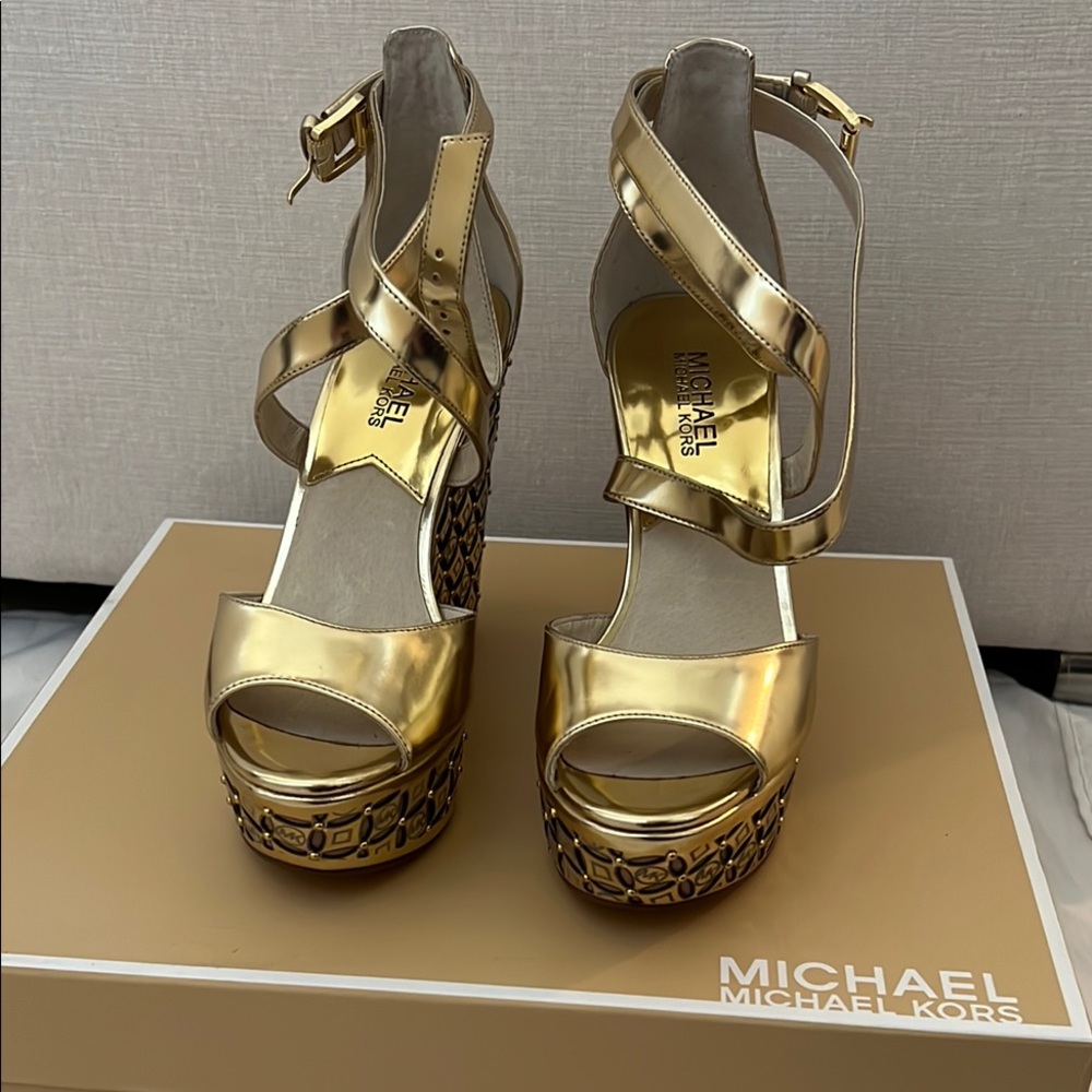 Michael Kors Gold Women's Platform Sandals